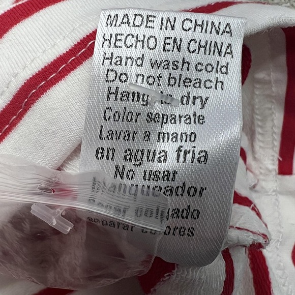 Able Shirt Womens 1X White Red Stripe Long Sleeve Boat Neck Button Jersey Top - Picture 8 of 11